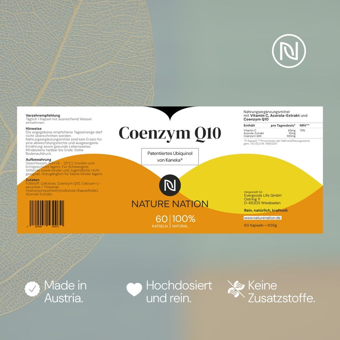 Coenzym Q10 Kaneka Ubiquinol, 60 Kapseln - Für Zellschutz, Energie & das Immunsystem