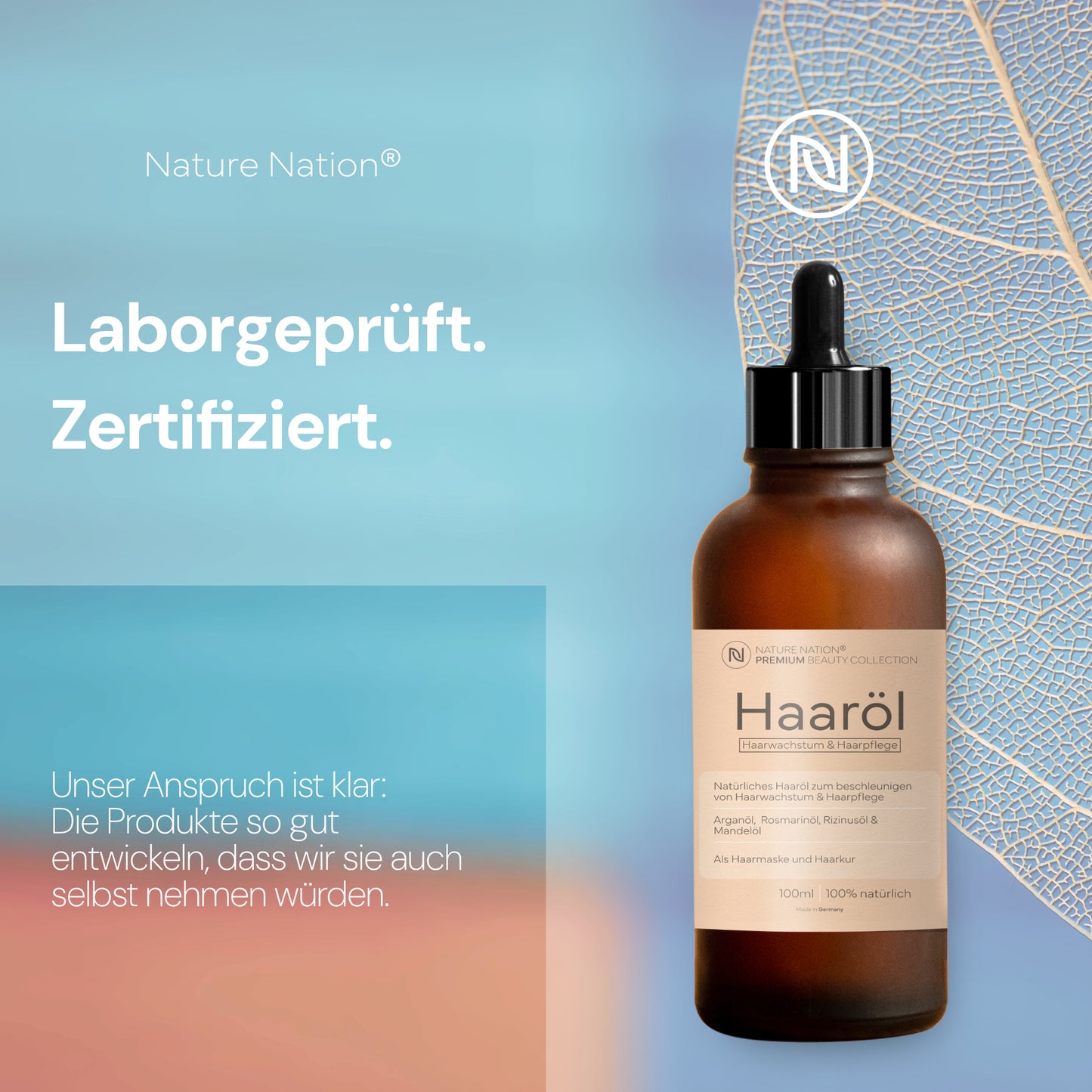 Natürliches Haaröl - Haarwachstum natürlich fördern und Kopfhaut & Haare pflegen - Arganöl, Rizinusöl, Mandelöl, Rosmarinöl - Haarwuchs- & Pflege-Öl als Haarmaske / Haarkur