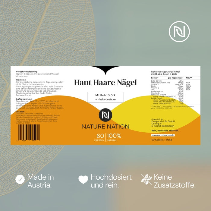 
                      
                        Haut Haare Nägel, 60 Kapseln – Unterstützt Haut, Haarstruktur & Nagelwachstum von innen
                      
                    