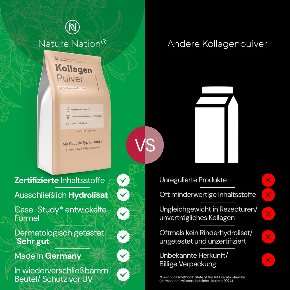
                      
                        Kollagen Pulver - 100% Collagen Hydrolysat mit Peptide Typ 1, 2 & 3 - Perfekte Löslichkeit, geschmacksneutral - Laborgeprüftes Kollagenpulver, prod. in DE (1 x 450g, 30 Portionen für 1 Monat)
                      
                    