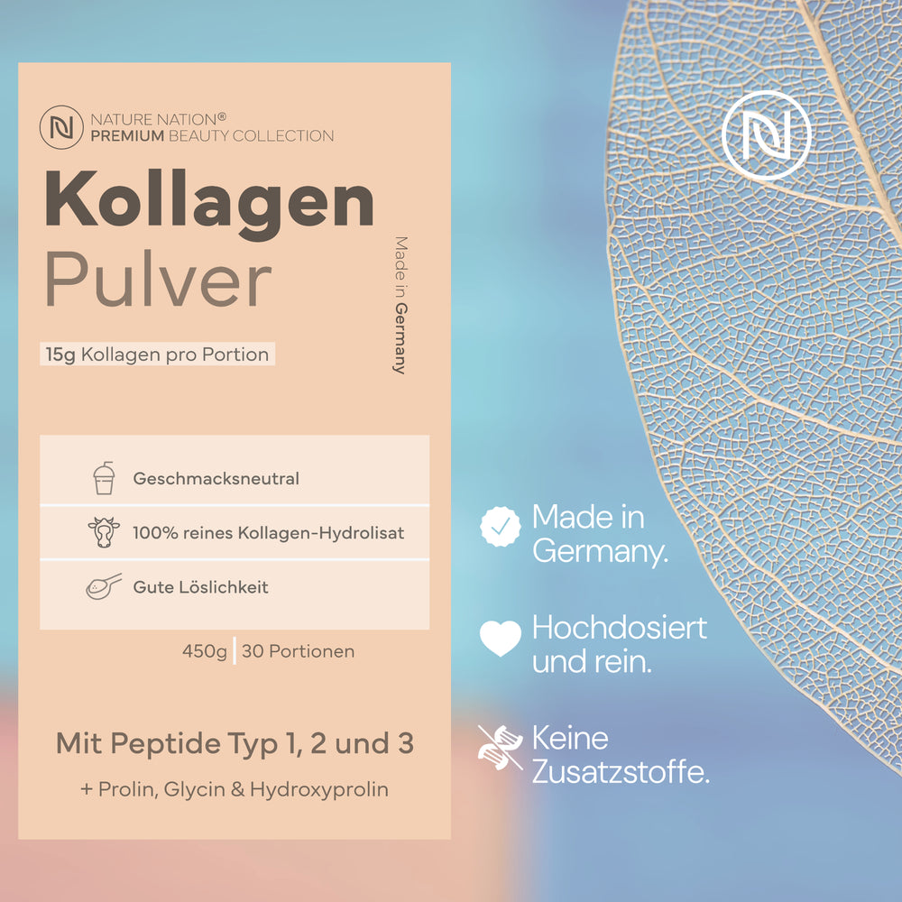 
                      
                        Kollagen Pulver - 100% Collagen Hydrolysat mit Peptide Typ 1, 2 & 3 - Perfekte Löslichkeit, geschmacksneutral - Laborgeprüftes Kollagenpulver, prod. in DE (1 x 450g, 30 Portionen für 1 Monat)
                      
                    