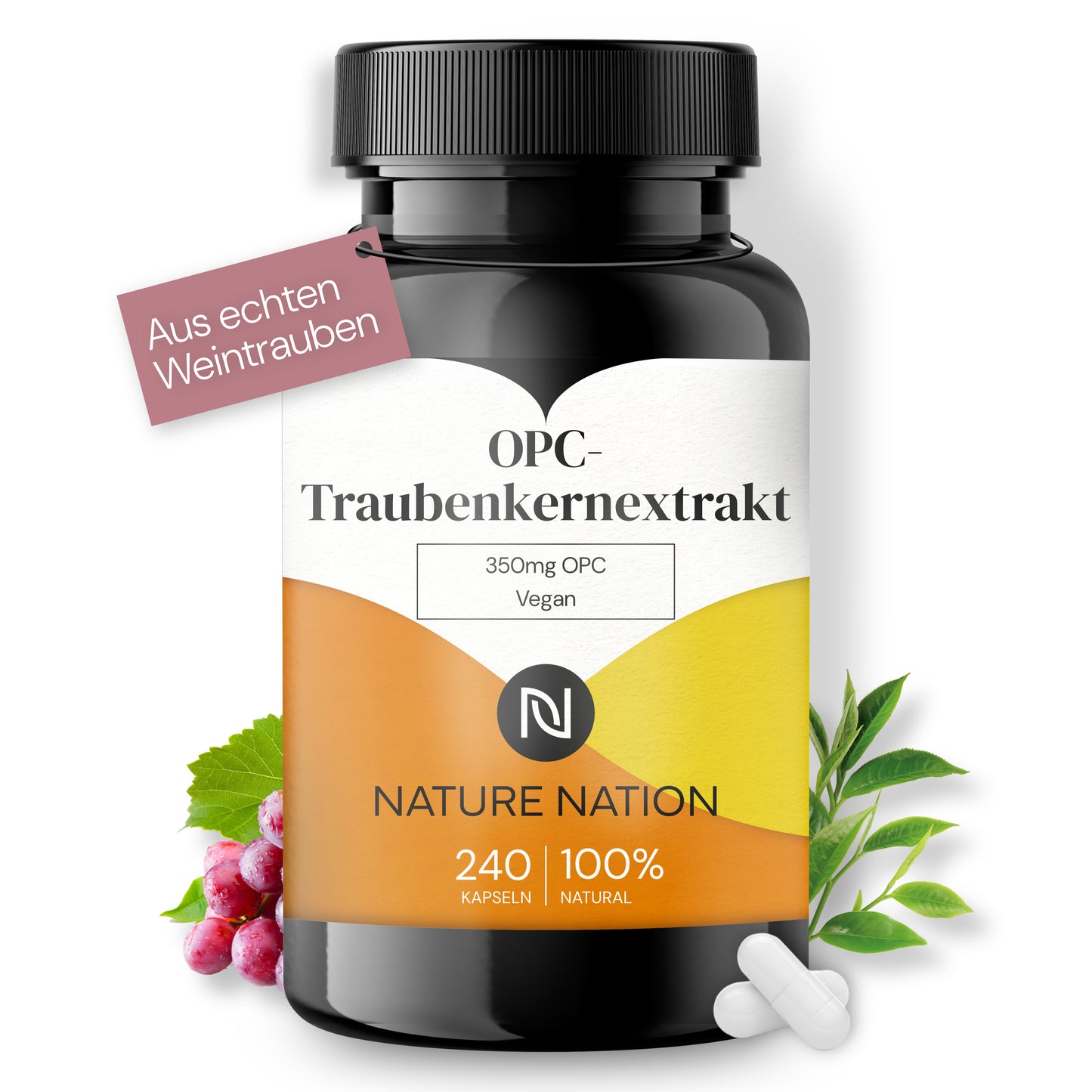 OPC-Traubenkernextrakt - 240 vegane Kapseln, antioxidativ mit hoher Verfügbarkeit, Vorrat für 8 Monate, ohne Zusatzstoffe, in Deutschland produziert