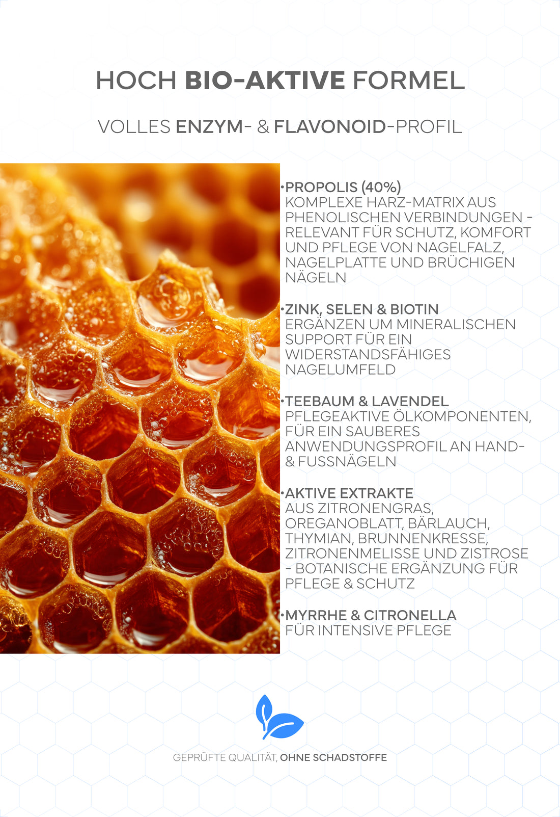 Propolis Nagelserum, 10ml - Akutpflege bei Nagelpilz, mit hochdosiertem Bio-Propolisextrakt sowie Teebaumöl, Zink, Selen & Biotin, für gesunde & starke Nägel