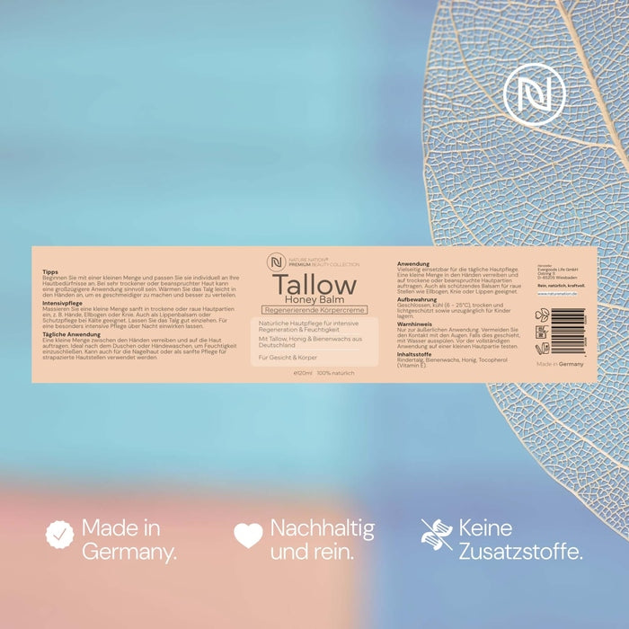 
                      
                        Tallow Rindertalg Creme Honig – 100% natürliche Hautpflege
                      
                    
