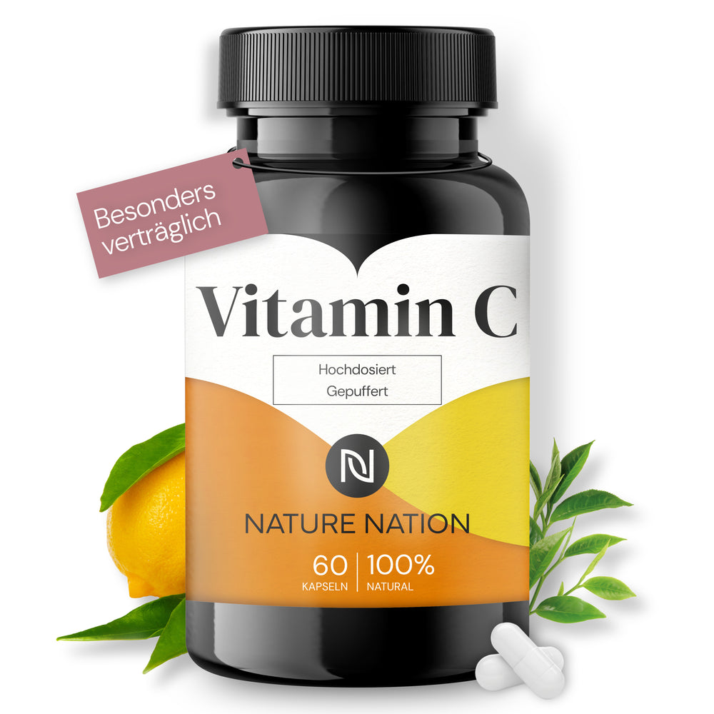 Vitamin C - Hochdosiert & gepuffert: 1000mg pro Kapsel, mit Calcium Ascorbat - Laborgeprüft & vegan - Magenfreundlich & ohne Zusatzstoffe (1 x 60 Kapseln: Vorrat für 1 Monat, Geschmacklos)