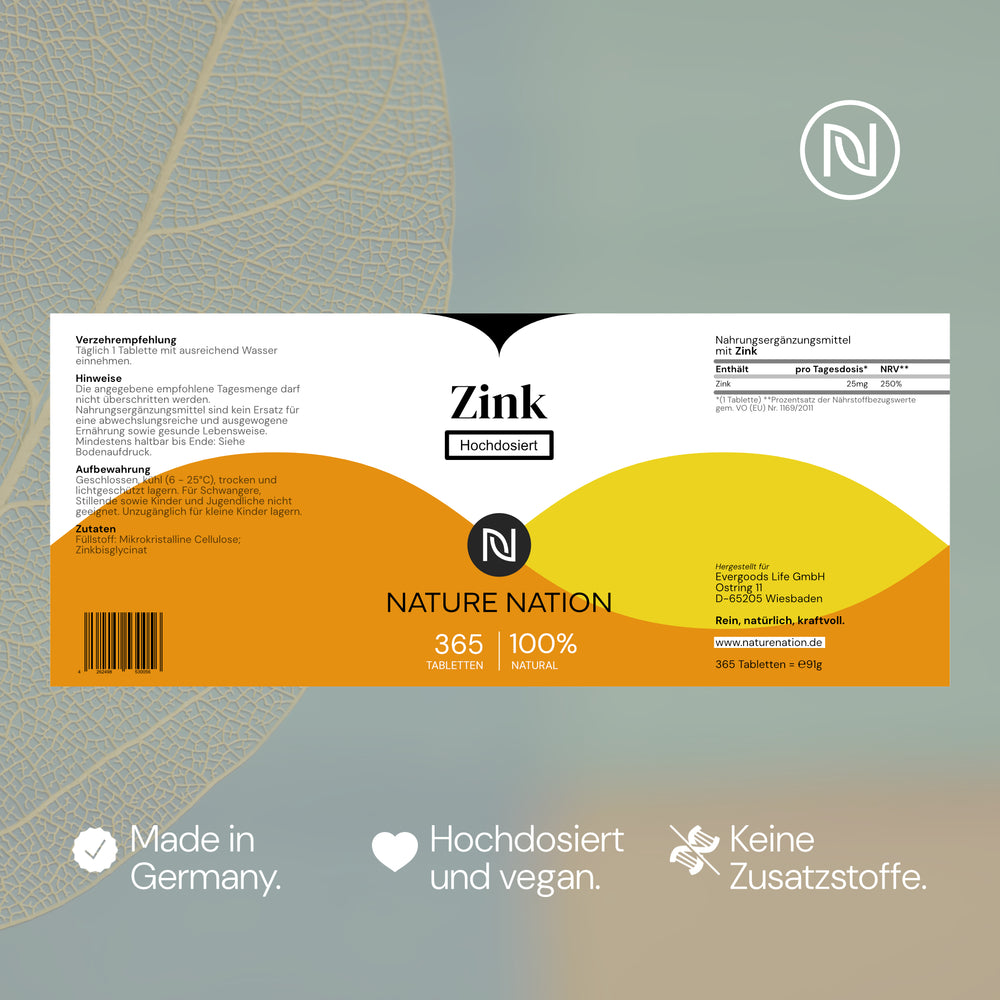 
                      
                        Zink 25mg - Hoch verfügbares Zinkbisglycinat (Zink-Chelat), mit guter Verträglichkeit - Hochdosierte Formulierung - Laborgeprüft, vegan, in Deutschland produziert (1 x 365 Tabletten)
                      
                    