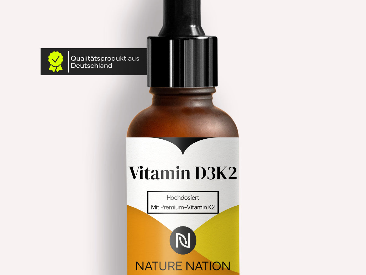 Vitamin D3 + K2 Tropfen - Vitamin D3 5000 IE, Vitamin K2 100µg pro Einnahme - MK-7-99,7% All-Trans, MCT-Kokosöl - Premium-Qualität, Für Kinder ab 3 Jahren geeignet, flüssig, Made in Germany (1 x 50ml)