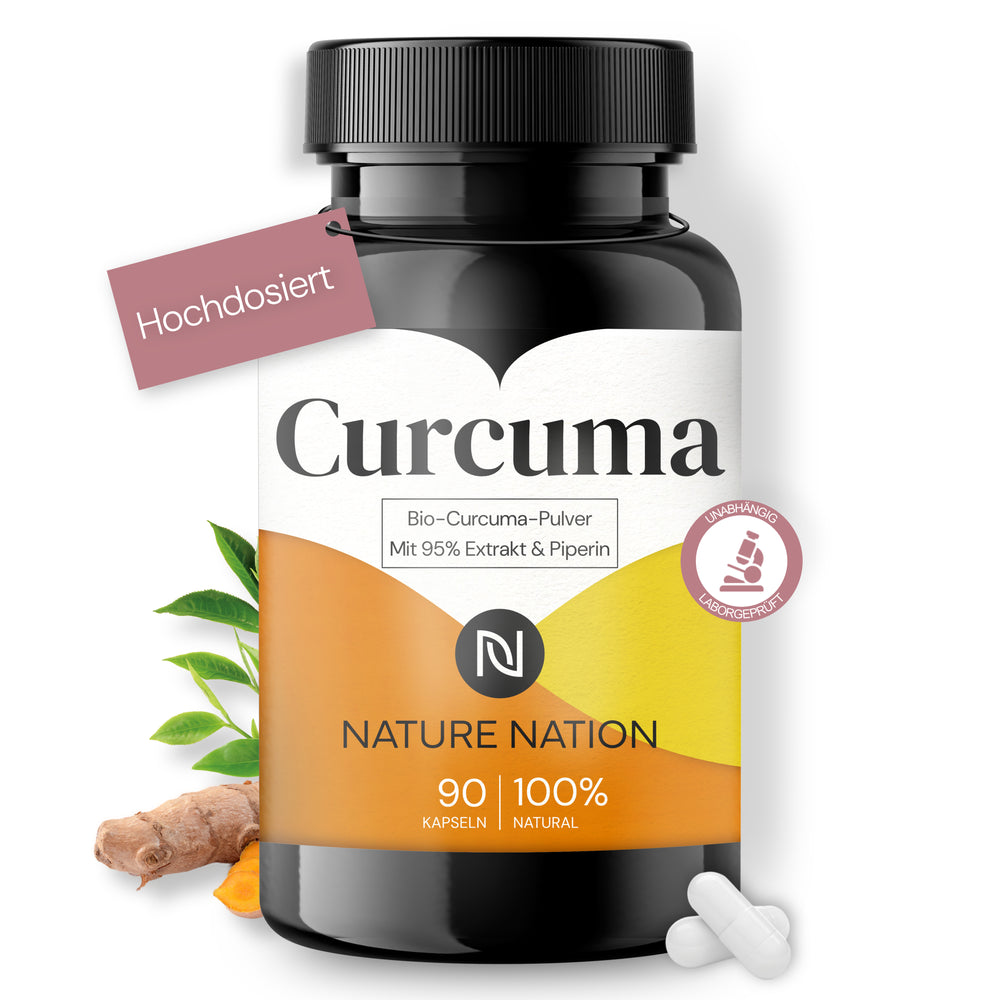 Curcuma - 90 Kapseln - Hoch verfügbares Curcumin mit Piperin - Hochdosierte Formulierung - Laborgeprüft, vegan, in Deutschland produziert
