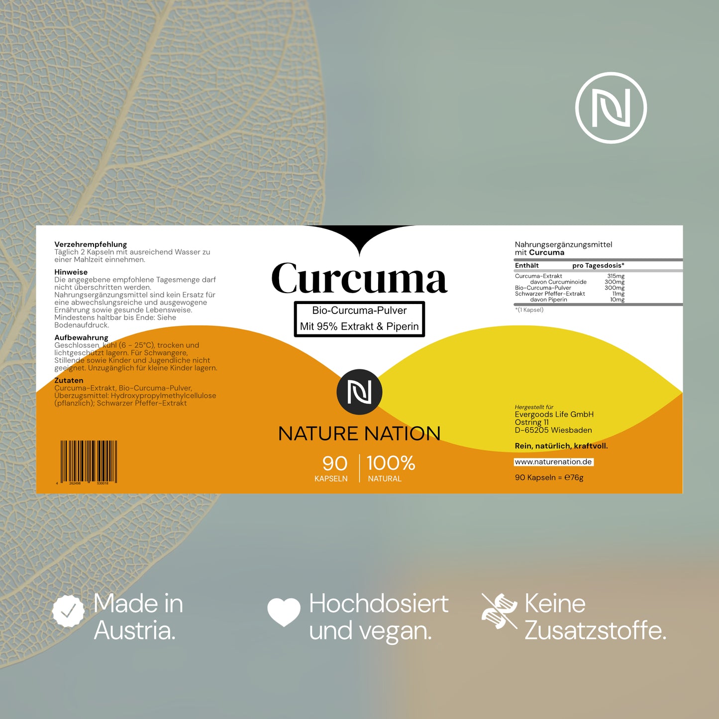 Curcuma - 90 Kapseln - Hoch verfügbares Curcumin mit Piperin - Hochdosierte Formulierung - Laborgeprüft, vegan, in Deutschland produziert