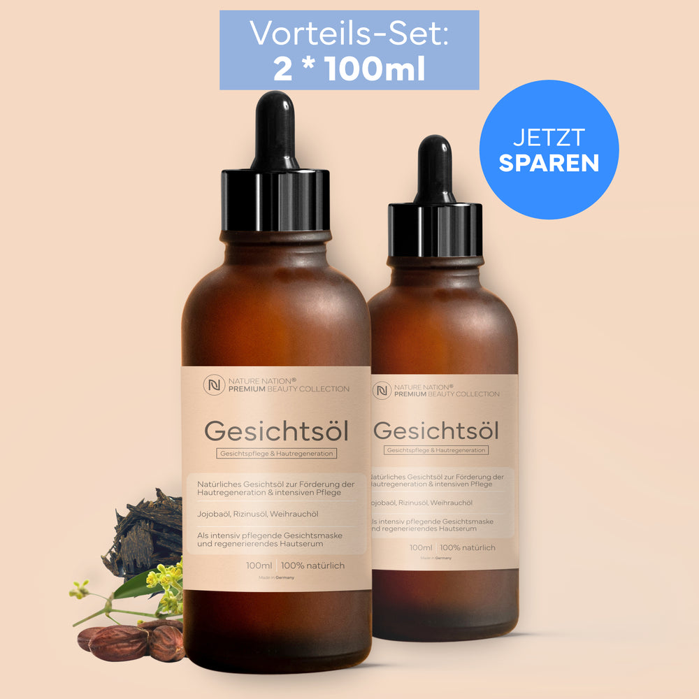 Gesichtsöl Weihrauch, 100ml - Lindert Spannungsgefühle & pflegt bei fahl wirkender Haut 2er-Set
