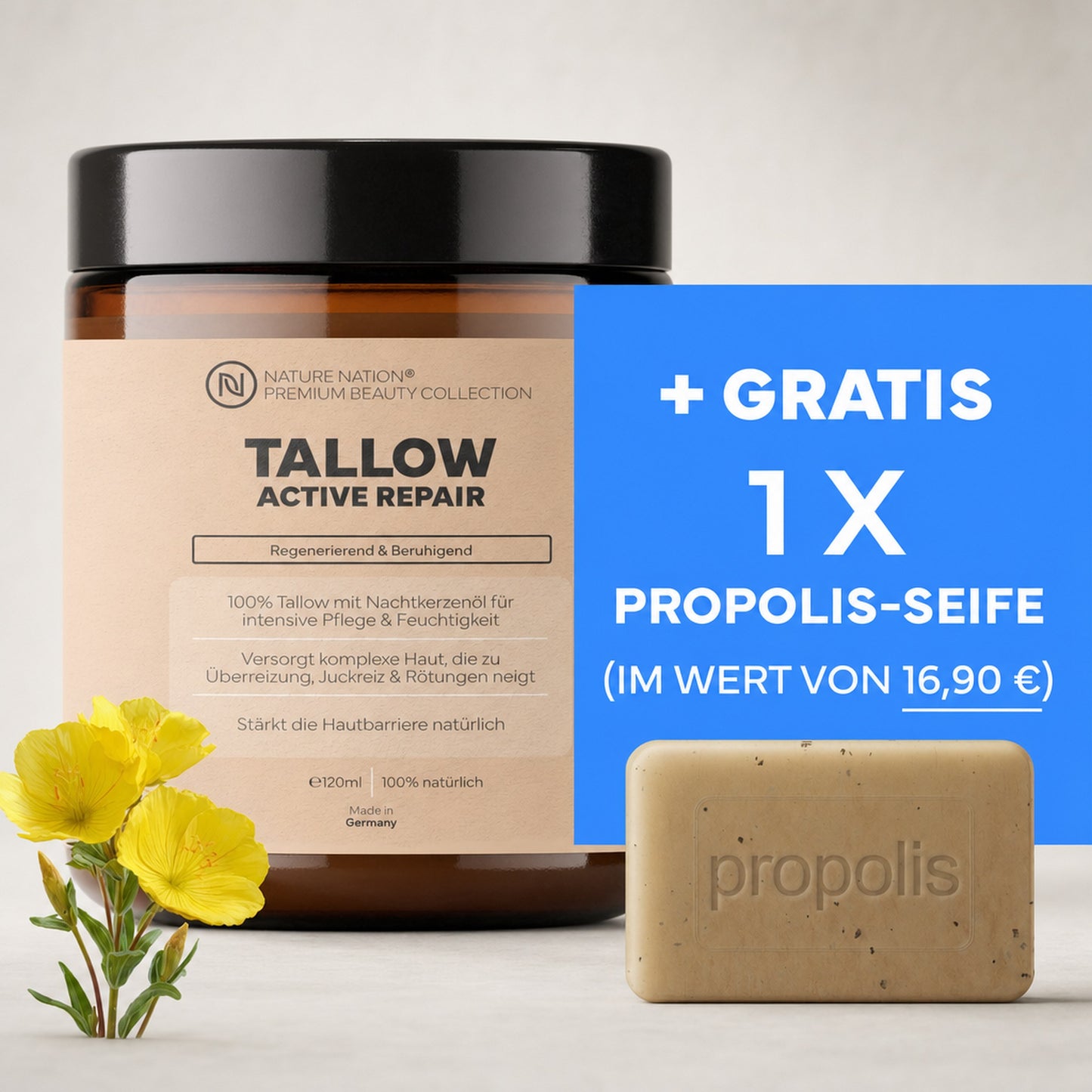 Tallow Rindertalg Creme Nachtkerzenoel, Studioaufnahme