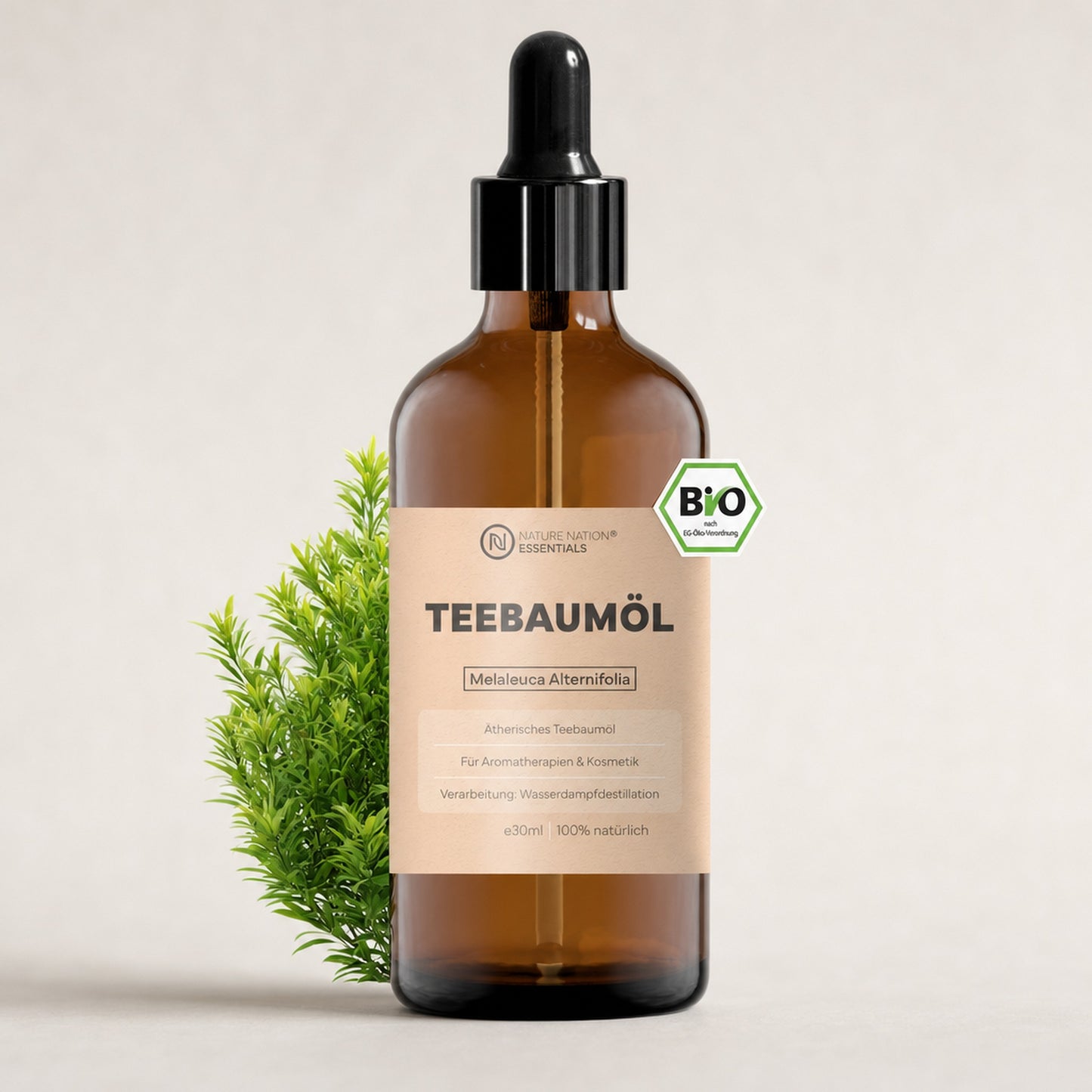 Aetherisches Bio-Teebaumoel 30ml, Studioaufnahme