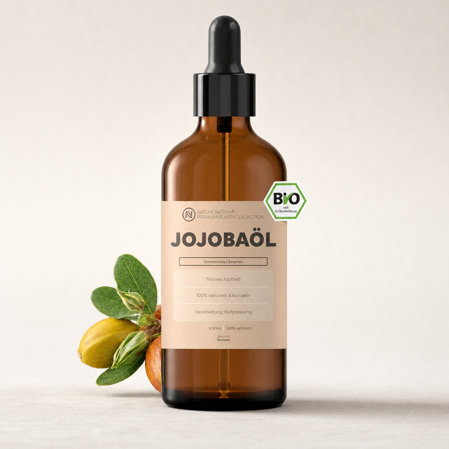 Pflanzliches Bio-Jojobaoel 50ml, Studioaufnahme