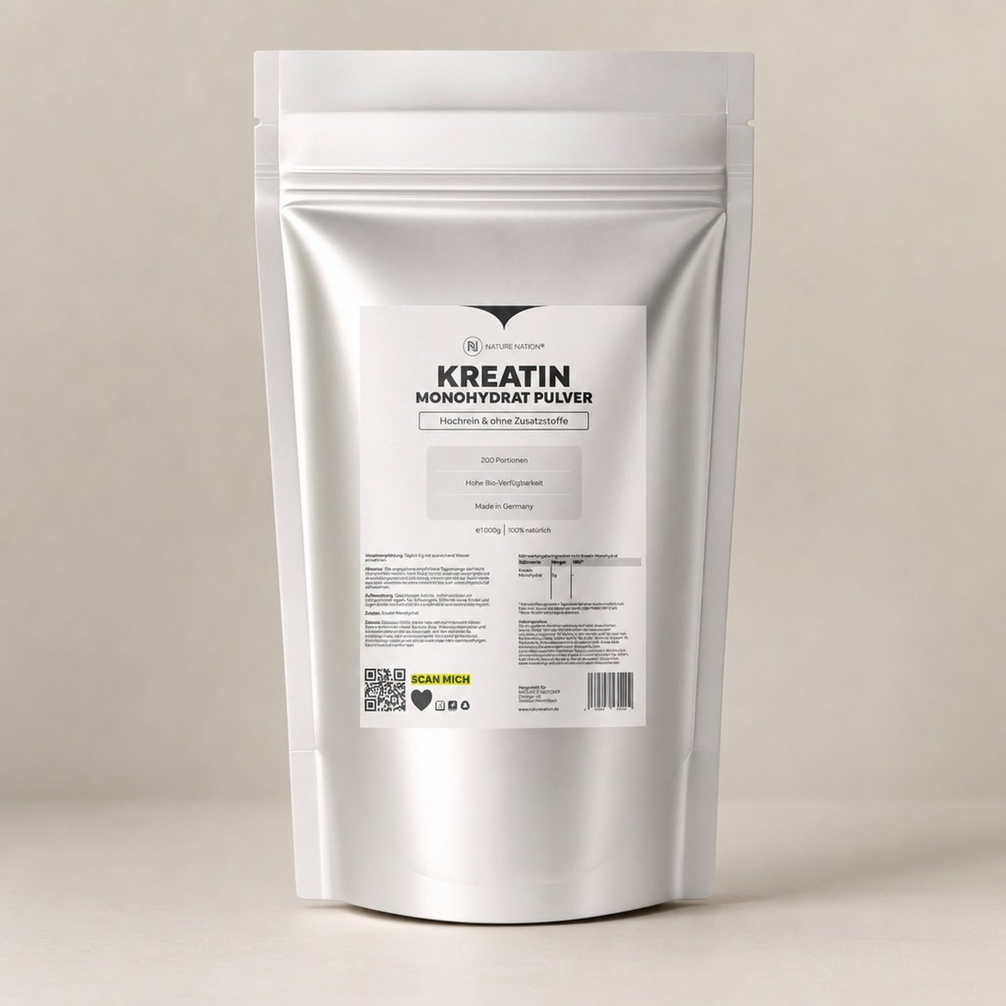 Kreatin Monohydrat Vollspektrum, Studioaufnahme