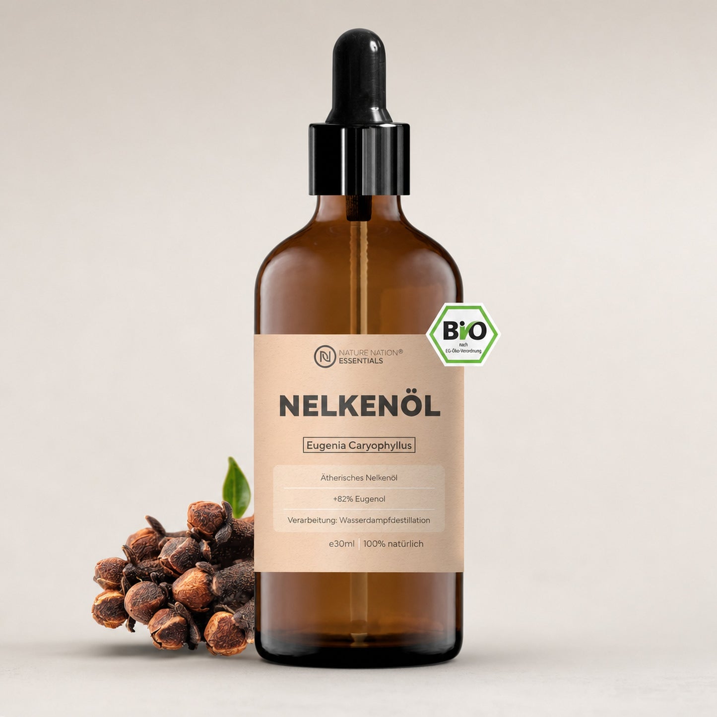 Aetherisches Bio-Nelkenoel 30ml, Studioaufnahme