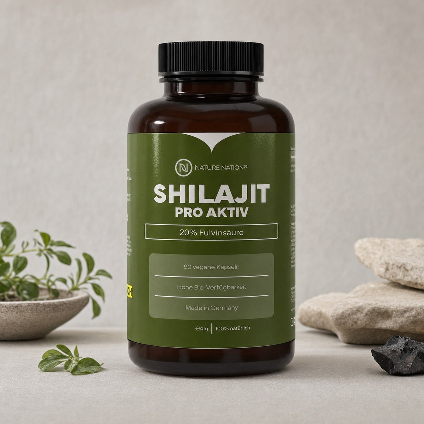 Shilajit 20% Fulvinsaeure 90 vegane Kapseln, Studioaufnahme