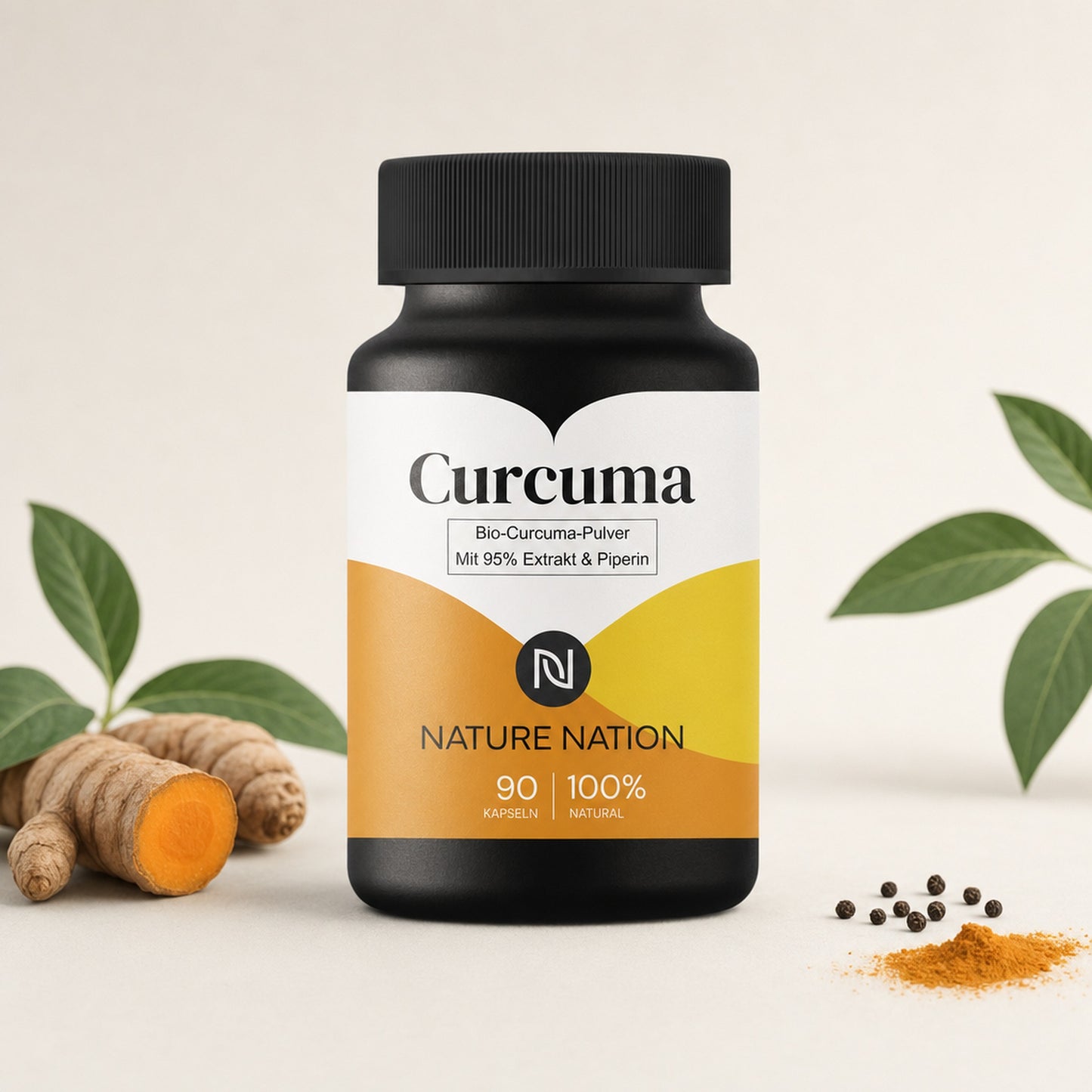 Curcuma Piperin 90 Kapseln, Studioaufnahme