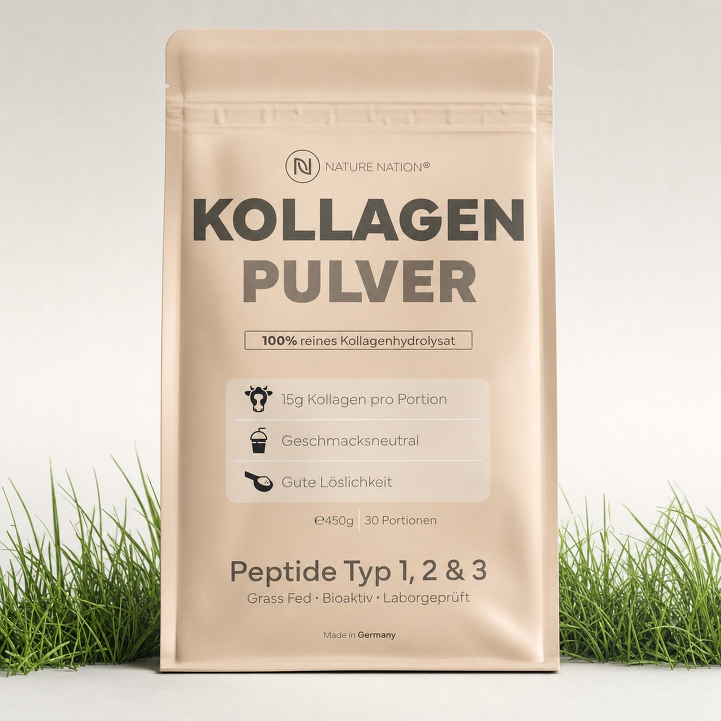 Kollagen Pulver Hydrolysat 450g, Studioaufnahme im natuerlichen Licht