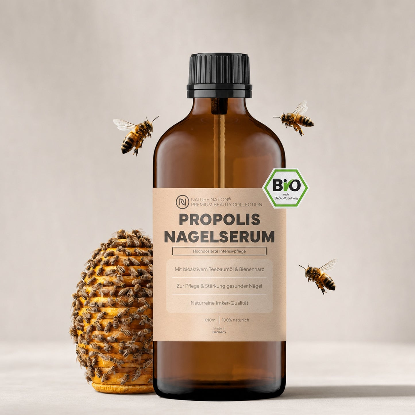 Propolis Nagelserum 10ml mit Bienen und Propolis, Studioaufnahme