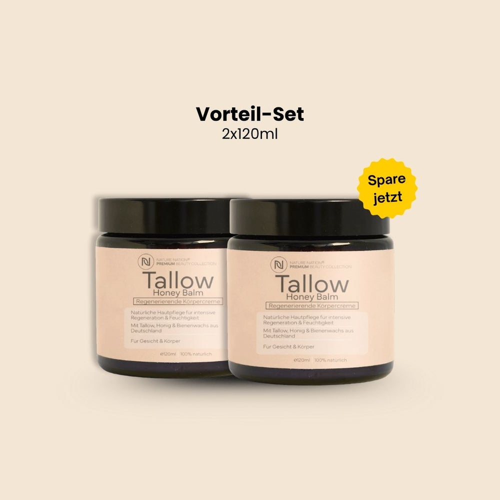 Tallow Rindertalg Creme Honig – 100% natürliche und unparfümierte Hautpflege 2er-Set