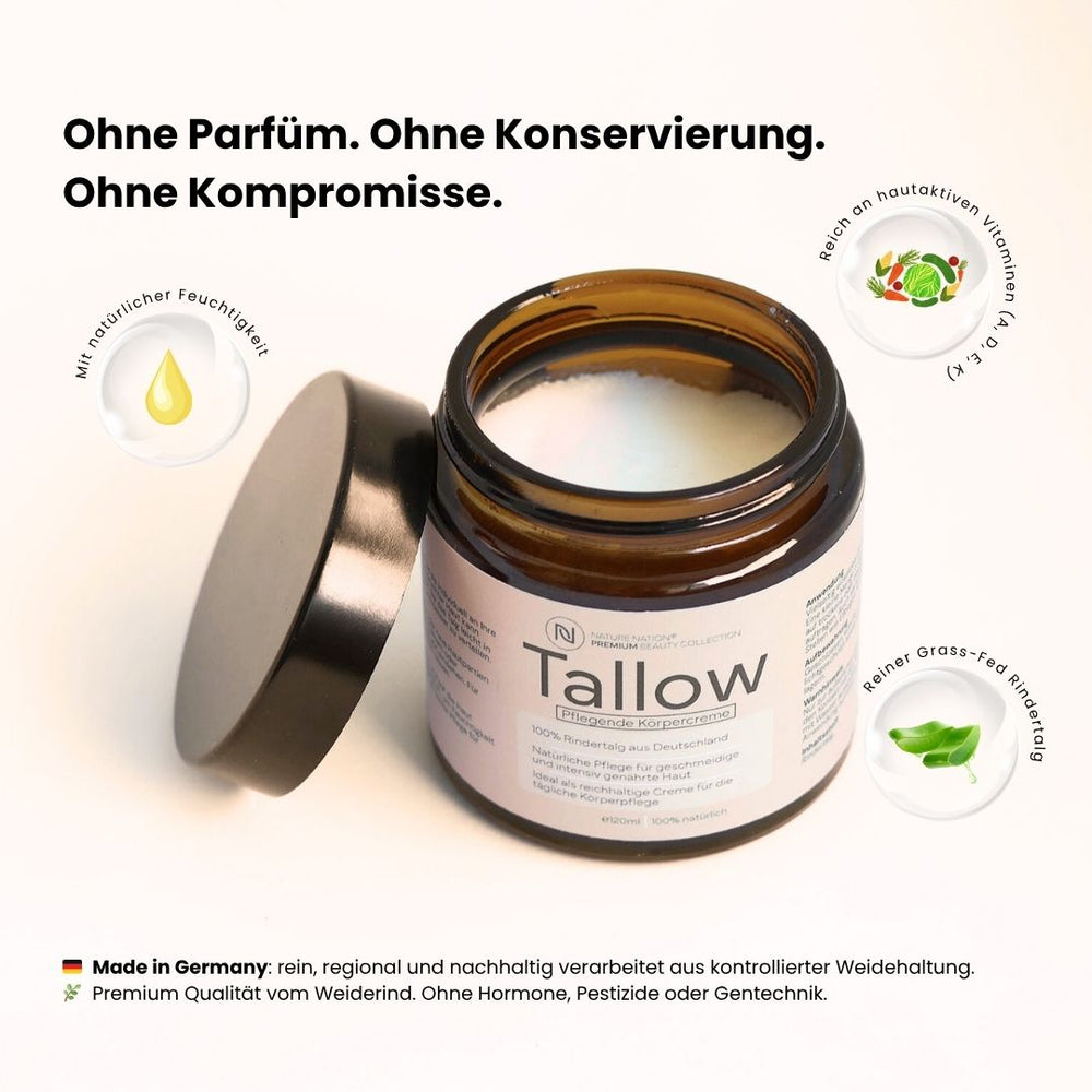 
                      
                        Tallow Rindertalg Creme Lavendel – 100% natürliche Hautpflege Unparfümiert
                      
                    
