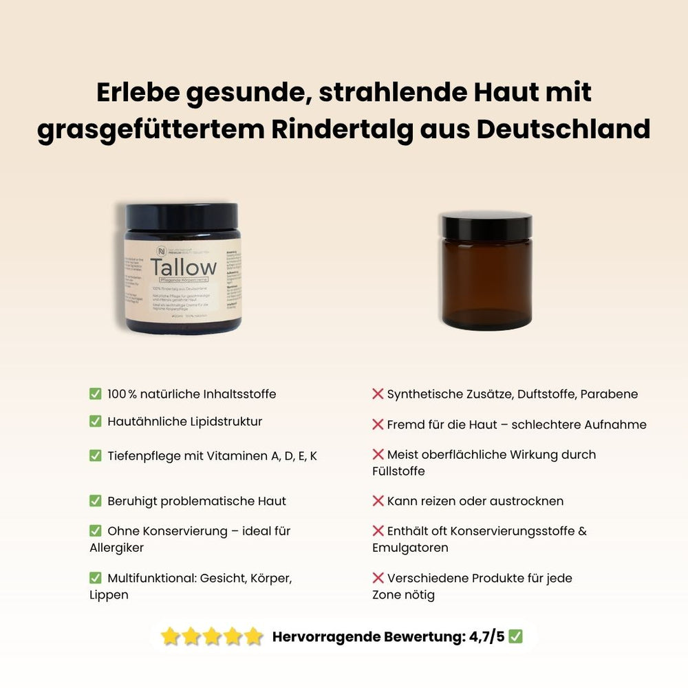 
                      
                        Tallow Rindertalg Creme Lavendel – 100% natürliche Hautpflege Unparfümiert
                      
                    